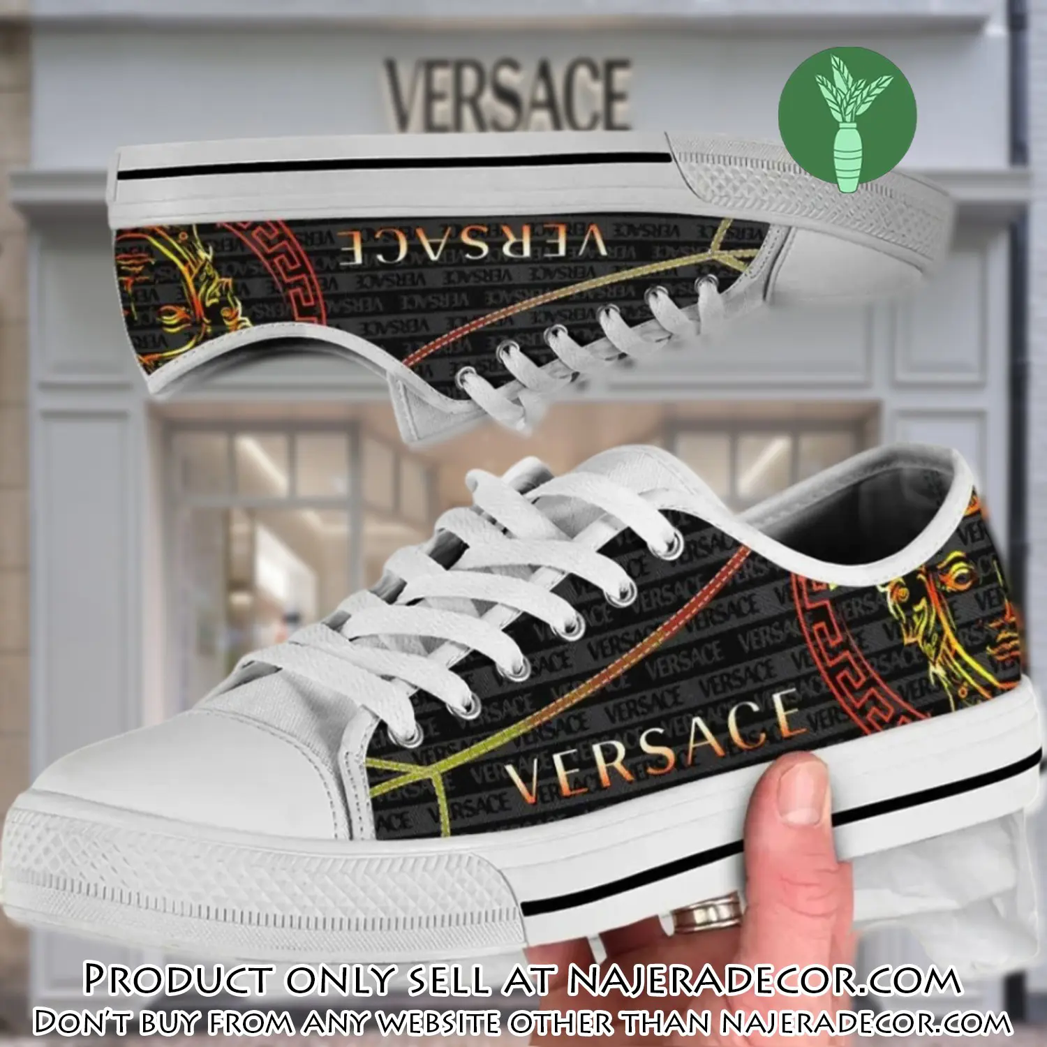 Versace medusa golden pattern black low top canvas shoes luxury brand gifts for men women njr2650946